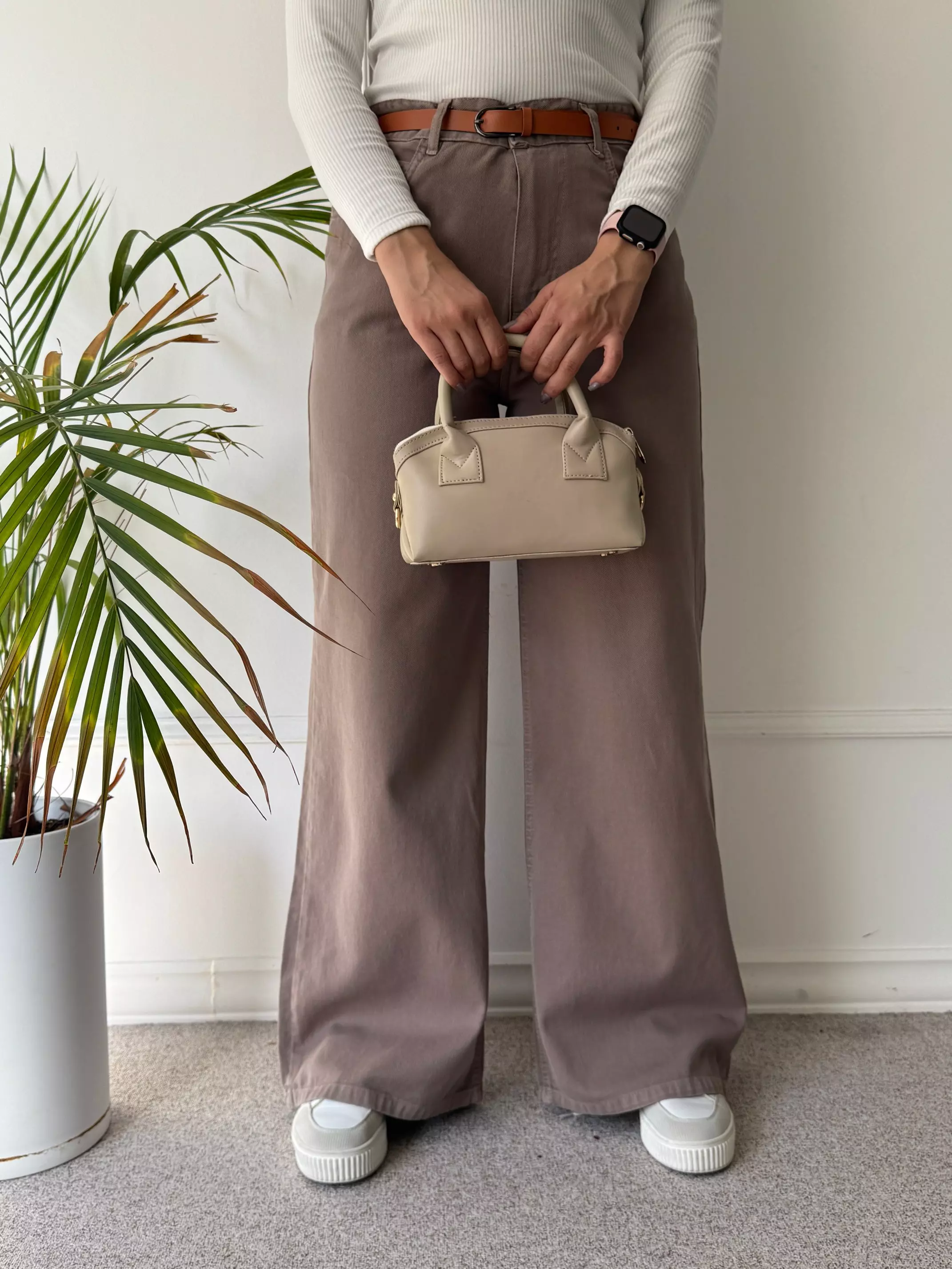 شلوار کتان نیم بگ